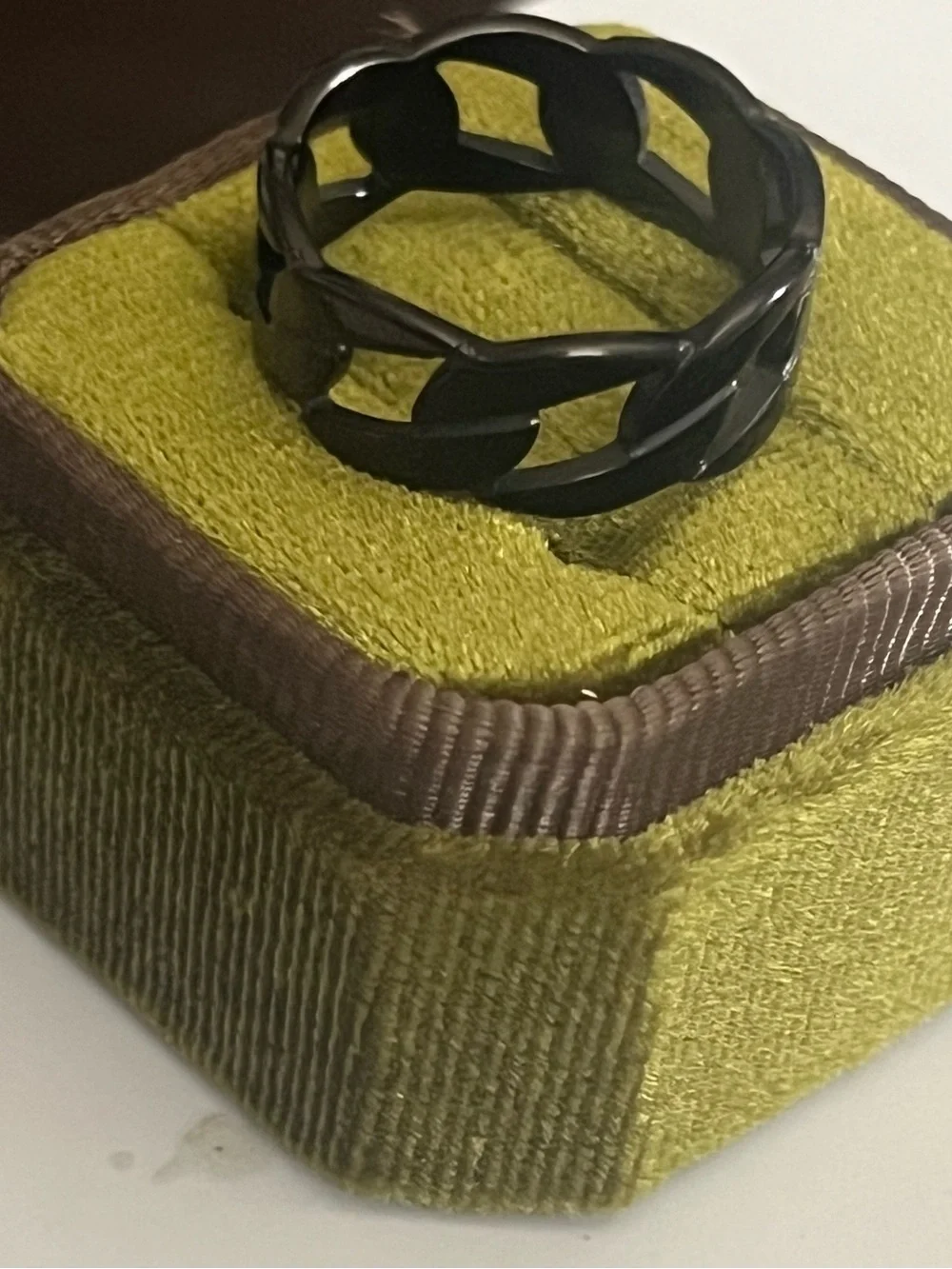 Black Men's Link Ring - Sleek Chain-Style Band 8mm Size 11